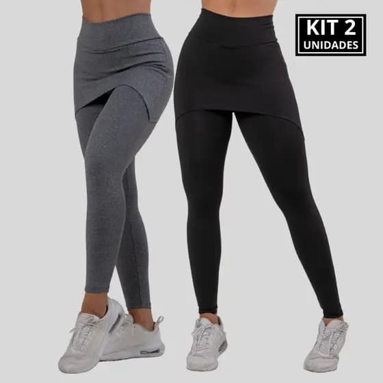 KIT 2 Legging Diluxo Com Tapa Bumbum Calça Feminina Fitness