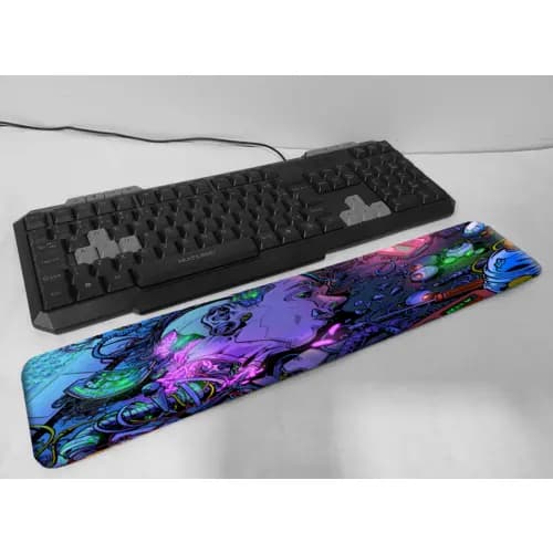Apoio de pulso Cyberpunk girl lofi cute rosa 47x9 cm ergonomico punho mouse pad teclado mousepad
