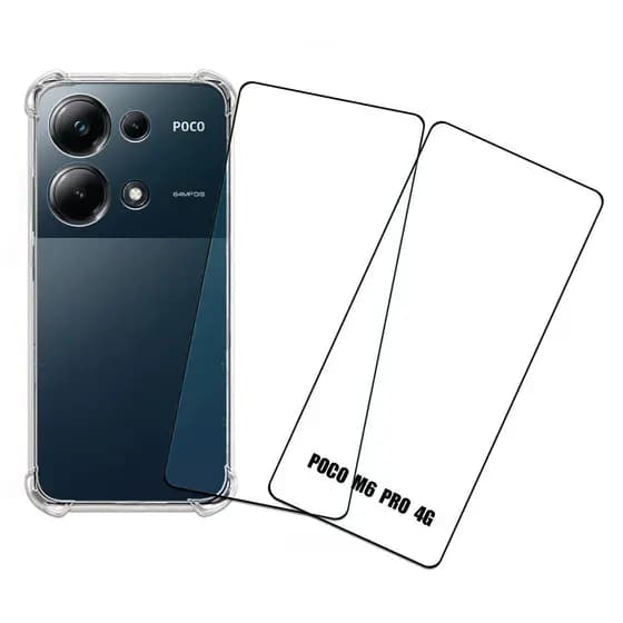 KIT 2 Películas de Vidro + Capa Para Xiaomi Poco M6 Pro 4g