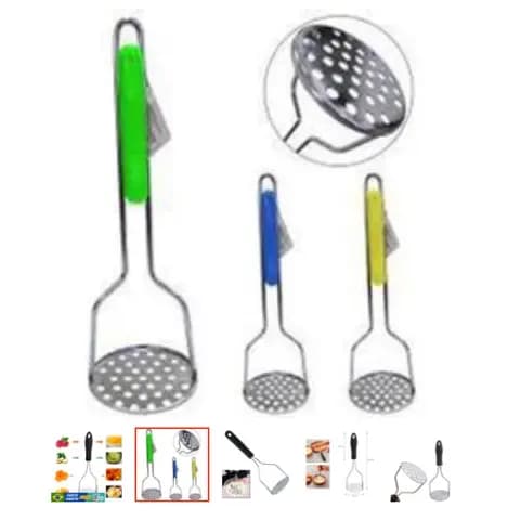 Amassador Batatas Legumes Feijão Aço Inox Cabo De Plastico
