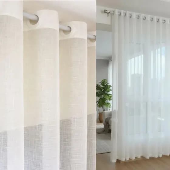 Cortina De Tecido Linho Flame Voal 6,00m x 2,50 Altura Cortinas Para Sala e Quarto Escritorio