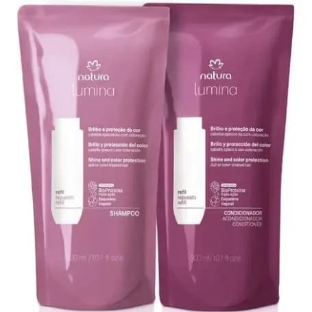 Kit Refil Natura Shampoo e Condicionador Cabelos Lumina Brilho e Proteção da Cor