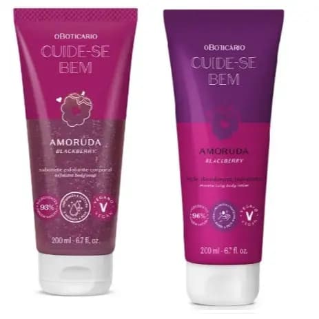 Boticário Sabonete Esfoliante e Loção Corporal Amoruda Cuide-se Bem 200 ml cada