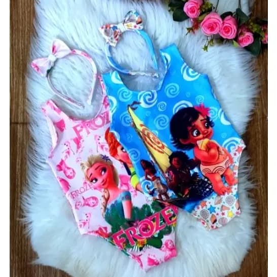 kit com 10 ítem bory maiô temático+tiara cabelo ( preço de atacado) A partir de 3 meses a 6 anos