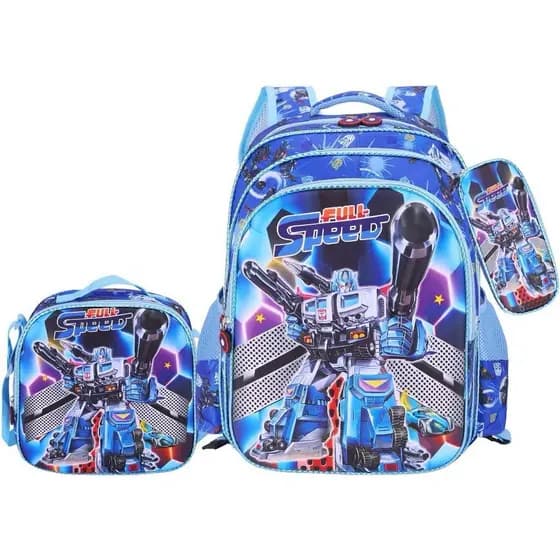 Kit 3 Em 1 Mochila Infantil 3D PU Escolar Saco Conjunto Menino Bonito Dos Desenhos Animados Do Bebê Meninos