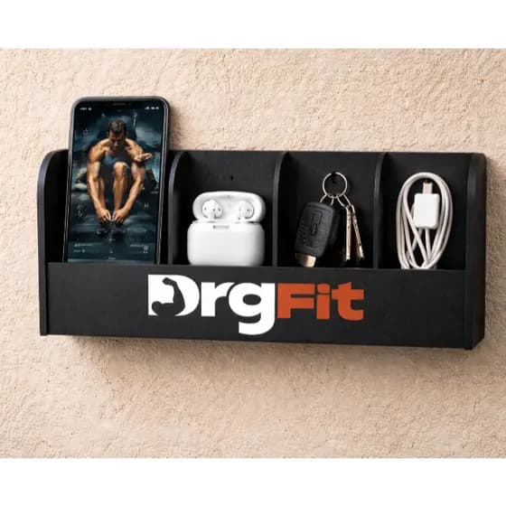 Suporte de Celular de Parede MDF Organizador Porta Objetos Chaves Fone Carregador Controle