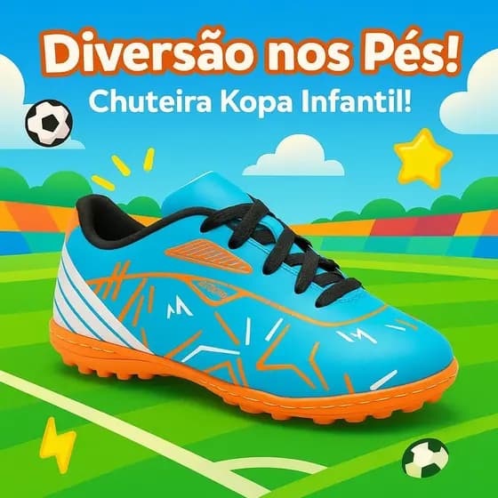 Chuteira Infantil Society Futsal Quadra e Campo Reforçada Costurada Resistente Confortável 28-33