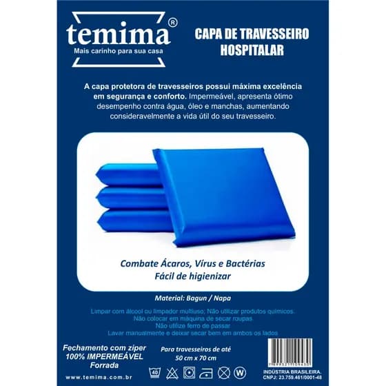 Capa Impermeável Para Travesseiro Hospitalar 50x70cm Com Zíper Promoção