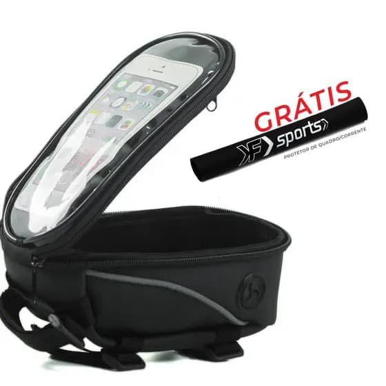 Bolsa Bolsinha De Celular Para Quadro De Bicicleta Bike + Protetor De Quadro Corrente Grátis F Sports