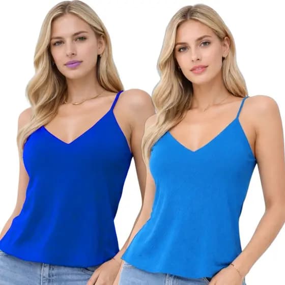 kit 2 Blusa Regata Feminina Alça Ajustável Duna Lisa Moderna Conforto Perfeita para Look Casual