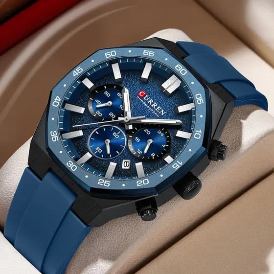 Novo CURREN Relógio Masculino Moda Casual Cronógrafo Com Pulseira De Silicone Mãos Luminosas Exibição De Data Esportes A