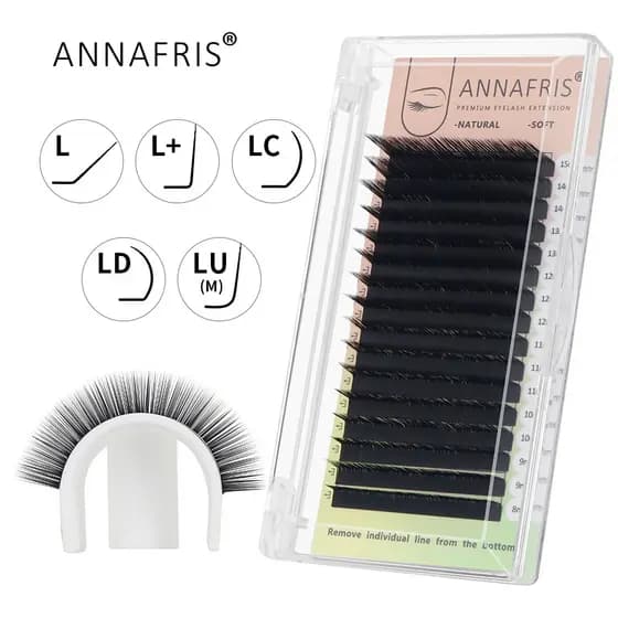ANNAFRIS Cílios L, L + / LC / LD / LU (M) Curl Cílios Individuais Natural Silk Vison Extensão Mate Cílios Falsos Cílios Falsos Maquillage