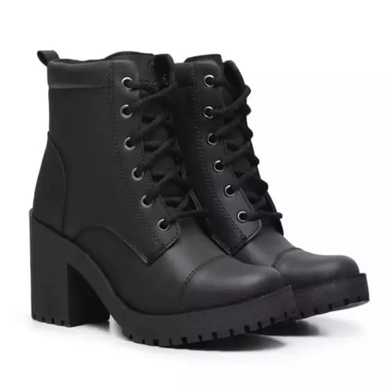 Bota Coturno Feminina Confortável De Salto Alto Blogueira Com Cano Medio Inverno Macio Barato