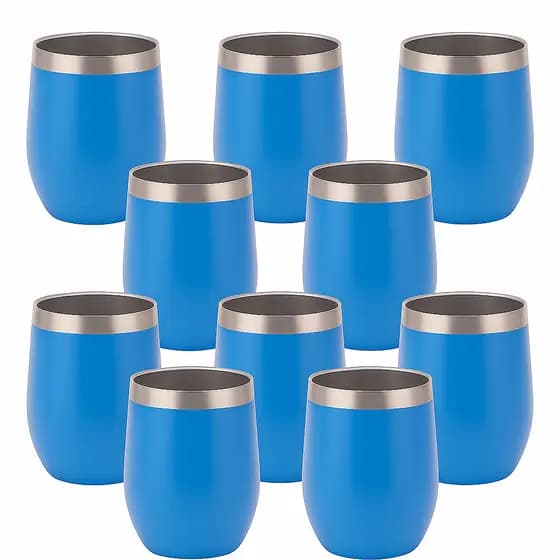 Kit 10 Copos Inox 70ml Coloridos Parede Dupla Portátil Térmico Café Bebidas Vinho Água Gelada - Cores Variadas