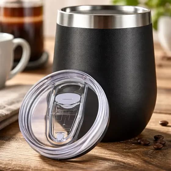 Kit Com 20 Copos Térmico Cuia Com Tampa Acrílica 350ml Preto