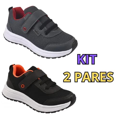 Kit 2 Pares tênis infantil masculino tenis infantil menino casual jogging confortável