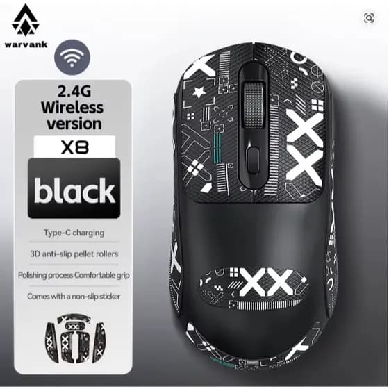 Mouse para jogos sem fio Warvank X8 500mAh TYPE-C recarregável mouse de escritório adequado para computadores portáteis
