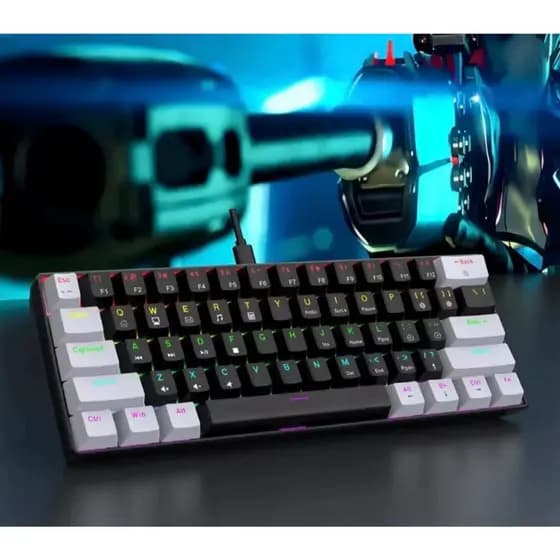 Teclado mecânico RGB retroiluminado ultra compacto mini layout 60%