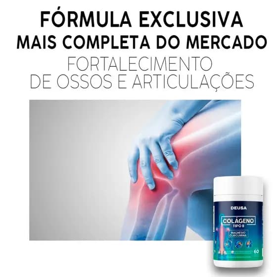 Colágeno Tipo 2 40mg + Curcumina + Magnésio Dimalato - Matéria Prima Importada - Original 60 Cápsulas Deusa