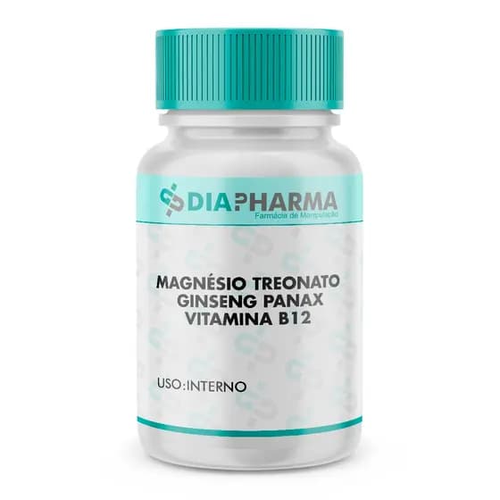 Magnésio Treonato 200mg + Ginseng Panax 100mg + Vitamina B12 Metilcobalamina 1000mcg