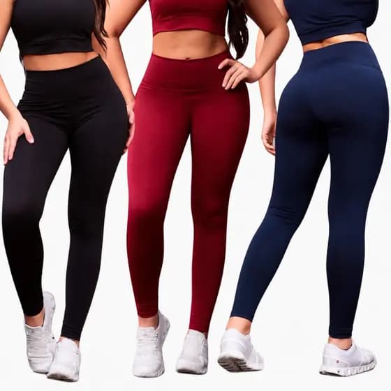 Kit 3 Calças Legging Feminina Suplex Cintura Alta Modeladora