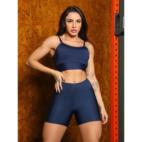 Conjunto short para academia Fitness Top alcinha com Bojo