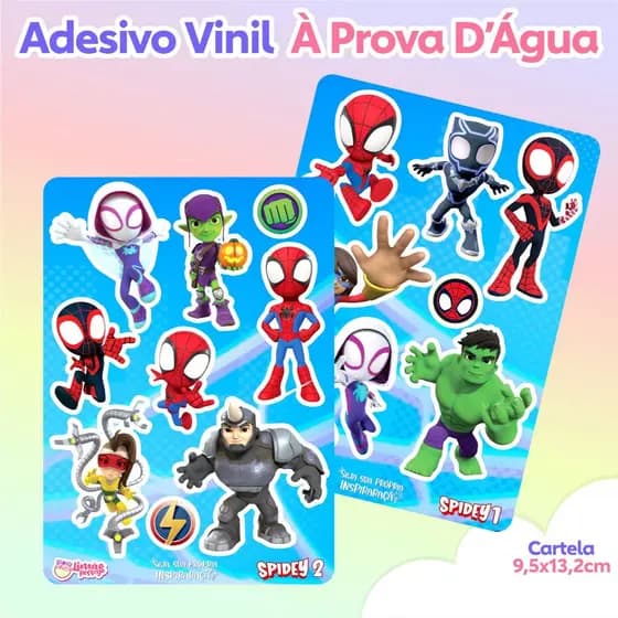Cartela de Adesivos Spidey Vinil Decorativo à Prova D'água Planner Bujo Notebook Garrafa