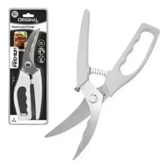 Tesoura Para Frango Cortar Aves Carnes Assados Inox Premium Branco