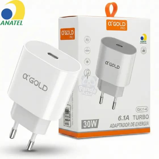 Fonte Carregador Turbo 30W Tipo C Original PD Para iPhone Samsung Xiaomi Adaptador De Tomada A'gold