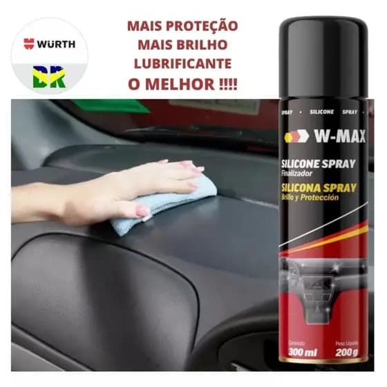 Silicone Spray Finalizador W-Max Wurth Brilho Restaurador de Plasticos Borrachas Metais Couro Vinil Ferramentas Pneus