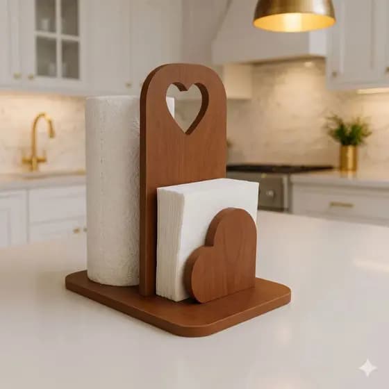 Porta Papel Toalha Guardanapo Suporte Mesa Cozinha Mdf