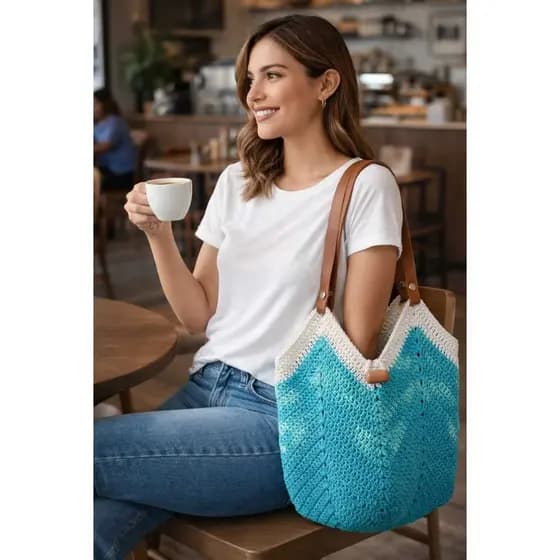 Bolsa Ombro Artesanal Crochê Moda Casual
