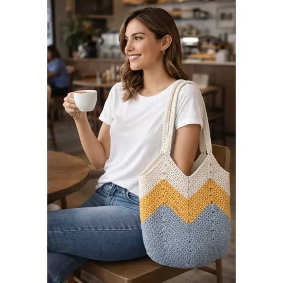 Bolsa de Crochê/Bolsa Artesanal/Bolsa Belgica/Moda Praia/Estilo Casual/Bolsa de Ombro/Moda Verão/Bolsa Feminina Média