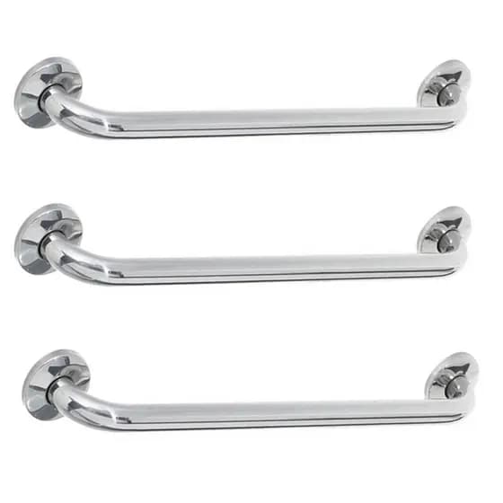 Alça de Apoio Barra 40cm Kit 3 Unidades Inox Cadeirante Deficiente Idoso Acessibilidade Banheiro