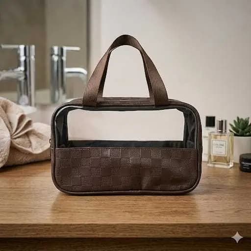 Necessaire de Viagem Compacta – Modelo Xadrez Estiloso com Acabamento de Qualidade