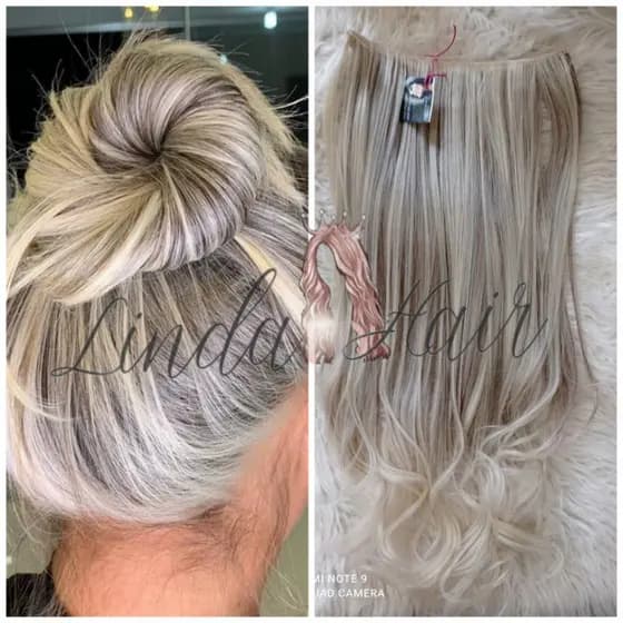 Aplique bio humano russo natural loiro mechado com tiara de silicone invisível
