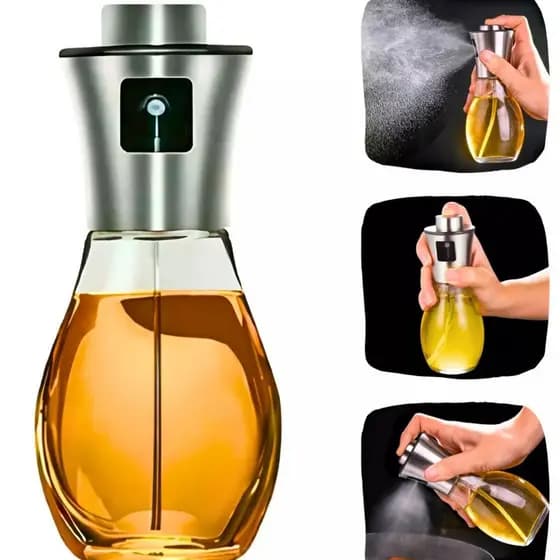 Spray Azeite 200ml Vidro Inox | Pulverizador de Óleo Air Fryer Cozinha