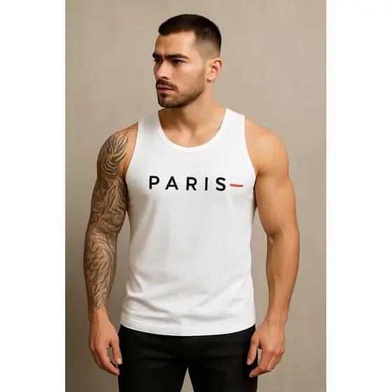 Kit com 2 regatas Cavada Camisas Estampada masculinas Americano material 100 algodão nas cores Preto Branco Verão
