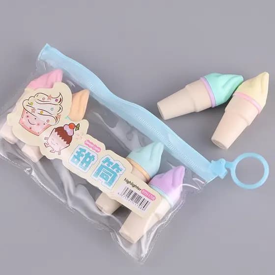 Kit 6 marca texto sorvete 6 cores mini marca-texto