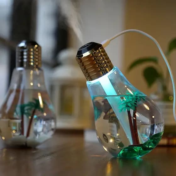 Umidificador Lâmpada Aromatizador Ultrassônico USB Com Led Colorido