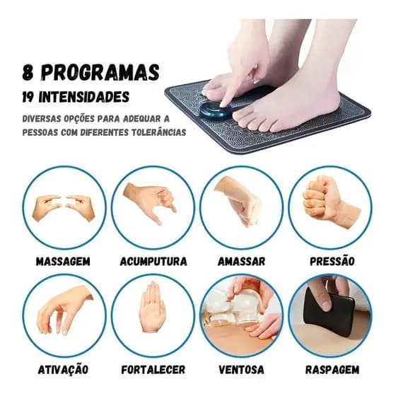 Tapete Massageador de Pés Relaxante Muscular Pés USB