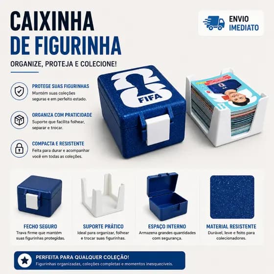 Caixa para 150 Figurinhas da Copa {Personalizável} | Organizador Álbum FIFA