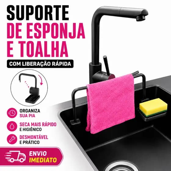 Suporte de Esponja e Toalha com Liberação Rápida | Organizador de Pia Adesivo
