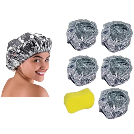 Touca Metalizada para Hidratação 5 un: Potencialize seus Cuidados Capilares +1 esponja soft brinde