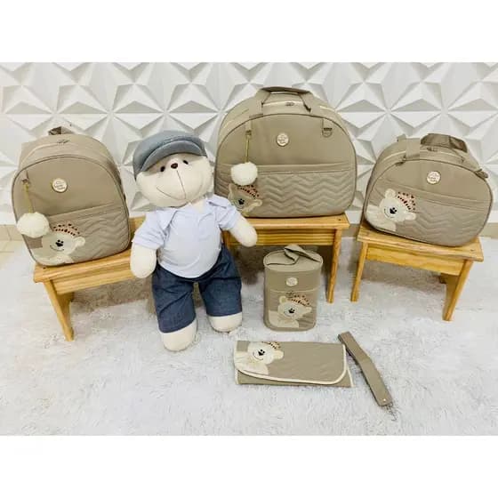 Bolsa Maternidade, CONJUNTO 5 PEÇAS URSINHO APLICADO