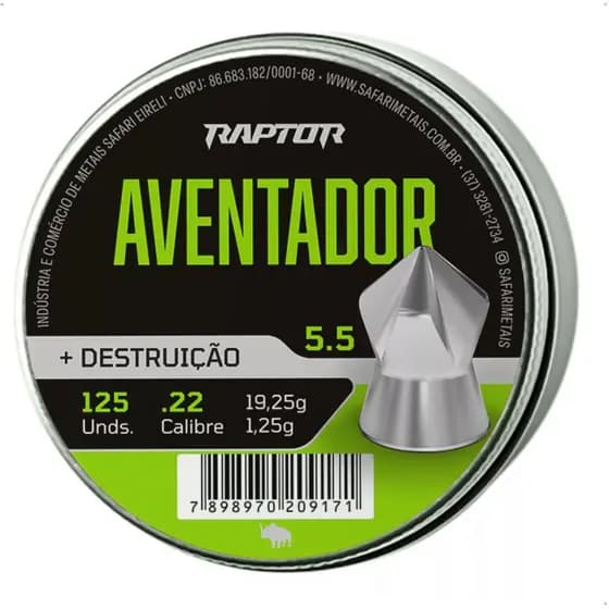 Chumbinho Raptor Aventador 5,5mm Destruição Impacto 125un