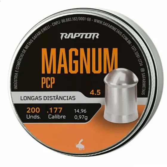 Chumbinho Raptor Magnum PCP 4,5mm Longa Distância 200un