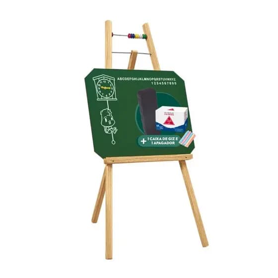 Lousa Giz Infantil Cavalete 80cm Verde + Giz colorido + Apagador