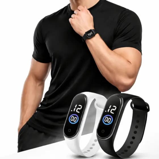Kit Masculino Camiseta Com Proteção UV DrI Fit + Relógio Esportivo Para Treino - Conforte e Estilo