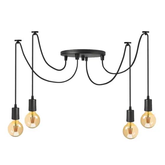 Composição Luminária Aranha de 6 pendentes e 4 pendentes Lustre Preto 4 Metros Bivolt